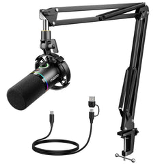 Maono PD200XS USB/XLR Dynamic Microphone Set with Boom Arm