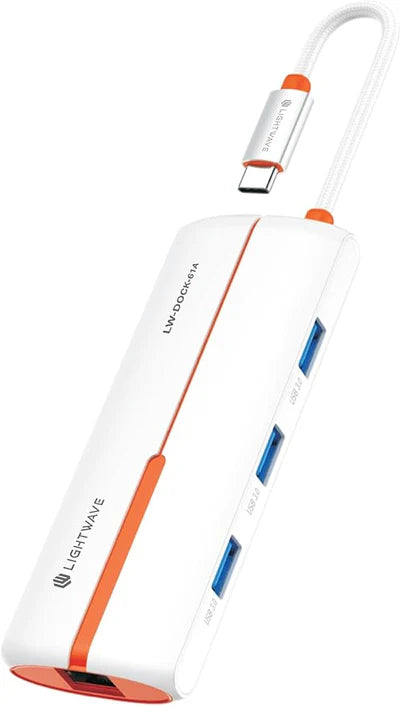 Ven LW-Dock-61A Light Wave USB-C Multi-Functional 6-In-1 Docking Station Type C to HDMI 4K@30Hz,3x USB3.0/1RJ45/High-Speed Data and Charging/PD 100W