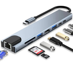 Vention USB-C Multi-Functional 12in 1 Docking Station-Type-C TO DP/HDMI/VGA/USB-C Gen 1/USB 2/RJ45/SD/TF/TRRS 3.5mm/PD.0