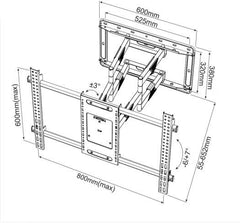 Full Motion tv Wall Mount Suitable for 60-120 inch upto 150kgs