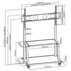 Ultra-Heavy Duty Steel mobile TV Stand upto 150kgs