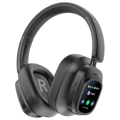 Promate VuTune High-Definition Hybrid ANC Headphones with Detachable Magnetic LCD Touch Screen Controller.